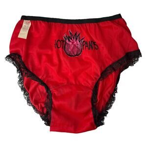 Vintage 1970s "HOT PANTS" Red Embroidered Novelty Panties Size 7 Lingerie NWT